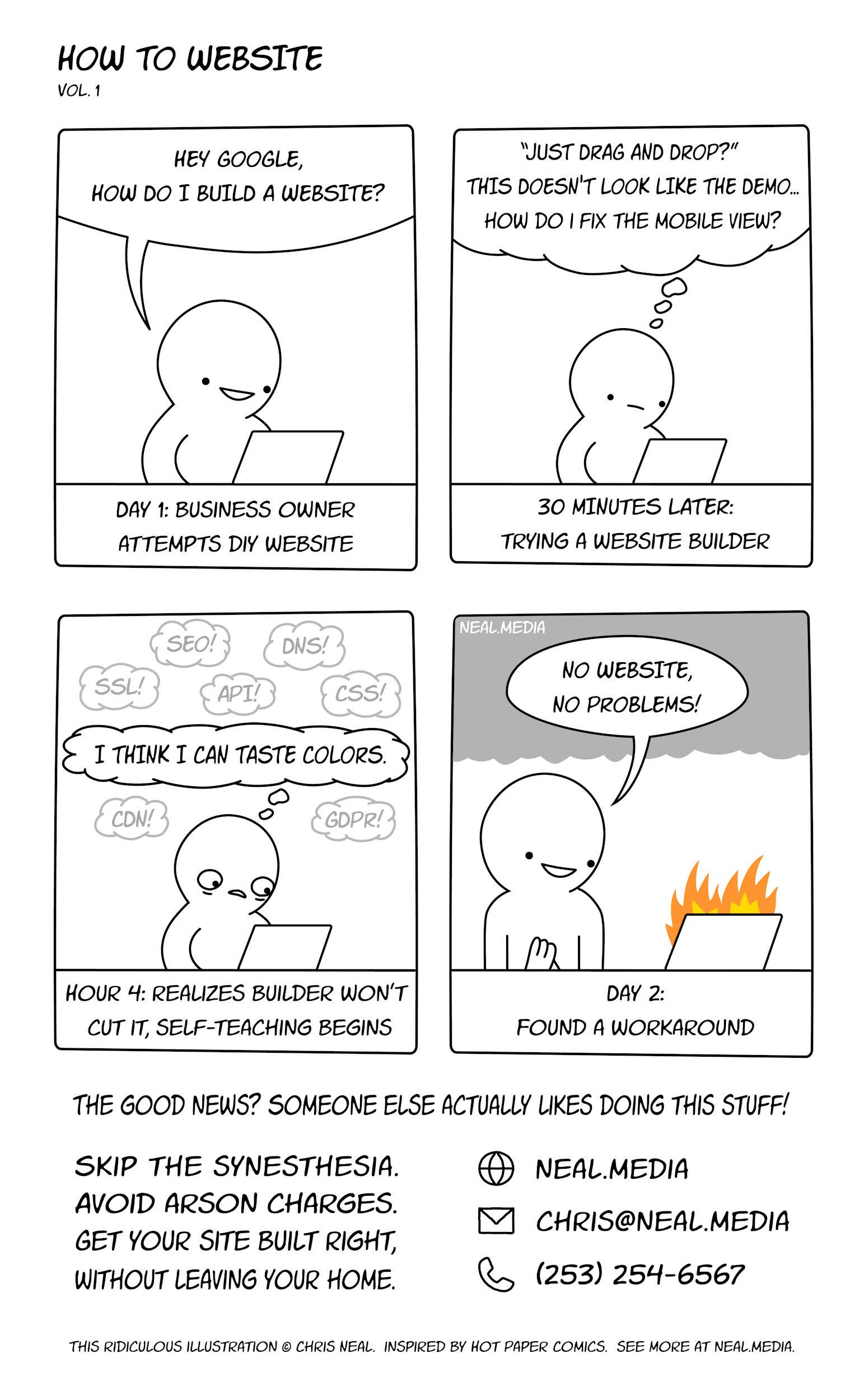 How To Website Vol. 1 - A comic about the struggles of DIY website building